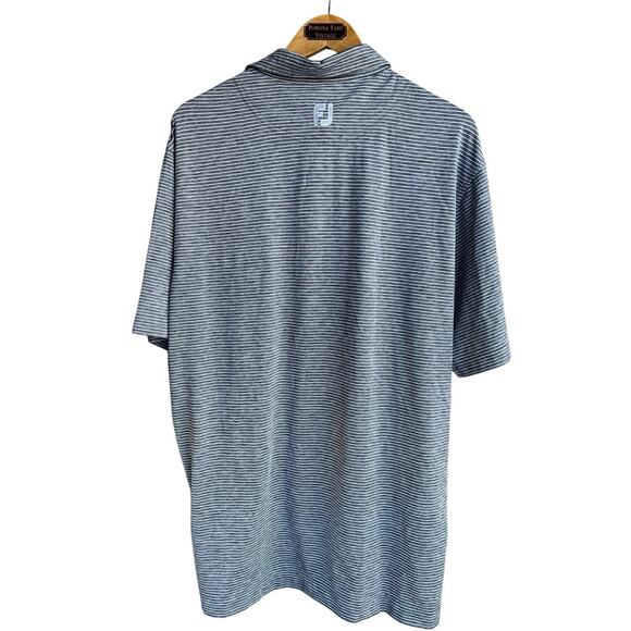 Footjoy Performance Golf Polo Shirt Mens LARGE Gray  Striped Stretch - Picture 6 of 7